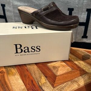 Bass Womens Clogs Shoes Sigma Brown Leather Slip On Low Suede size 8 M